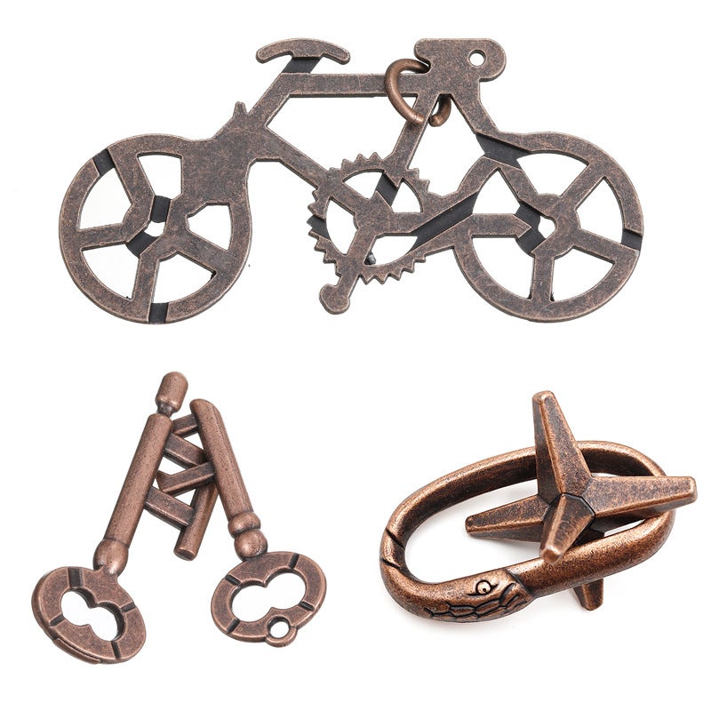 Puzzle Zinc Alloy Intelligence Release Suit Nine Chain Unlock Press Educational Toy Luban Lock Magic Kongming Lock - Image 1